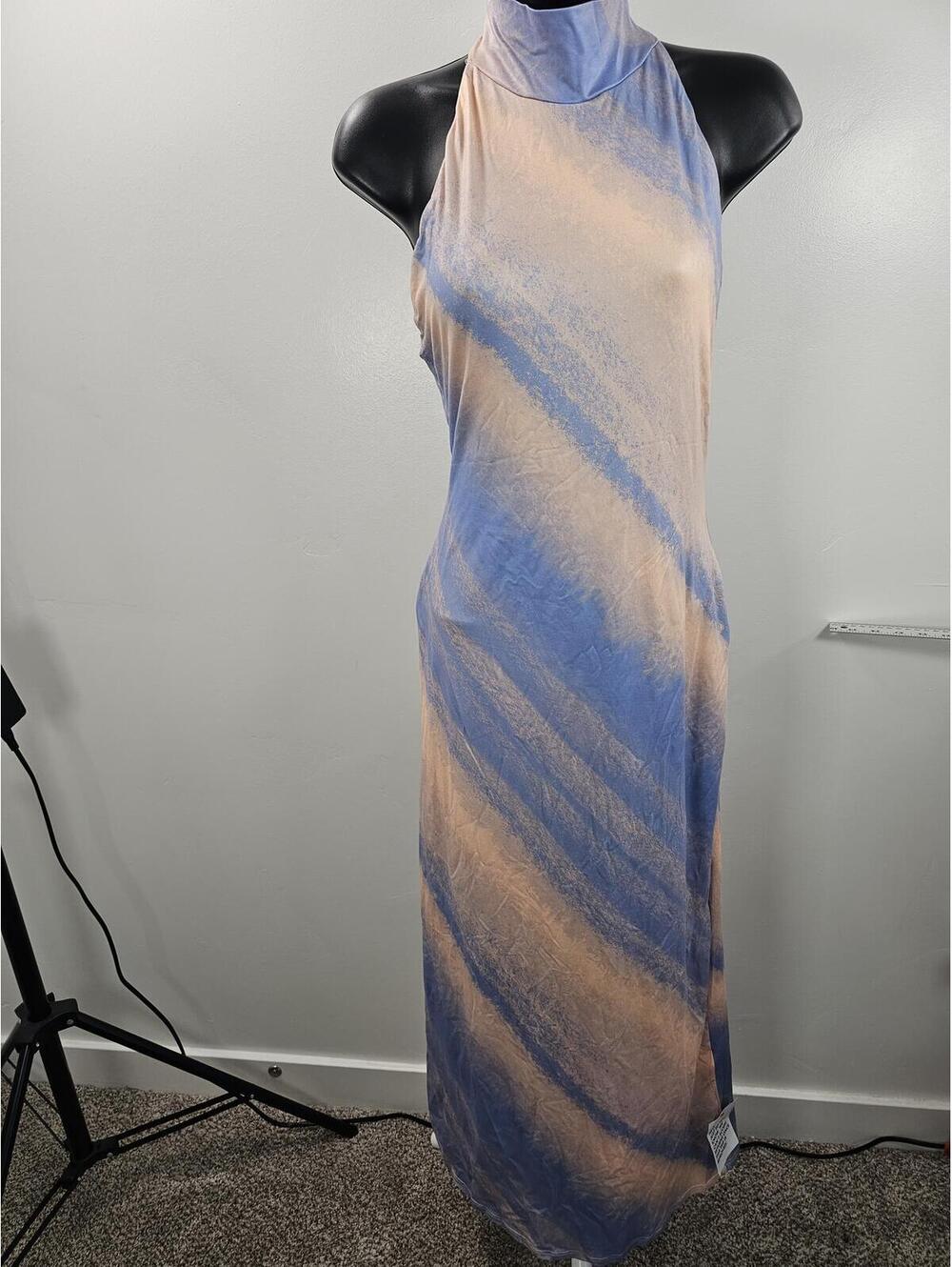 Asos Collection Halter Neck w/Cutouts Long Dress with Blue and Beige Gradient